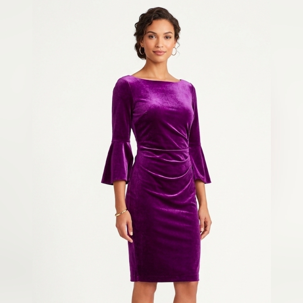 Lauren by Ralph Lauren Women's Velvet‎ Bell-Sleeve Dress
